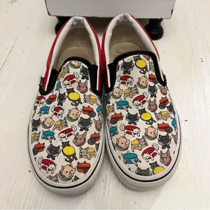 Vans Customs Off The‎ Wall Dog And Car Macaroon Print Shows Size Women 5 Men 3.5 thumbnail 3
