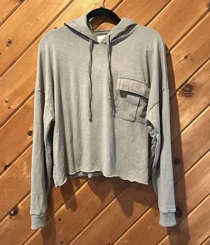 American eagle pocket crop hooded army green sweatshirt thumbnail 3