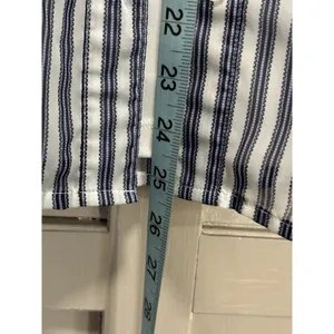 Covington Essentials Blue/White Stripe Long Tab Sl Button Up Blouse W/Tank Small thumbnail 5