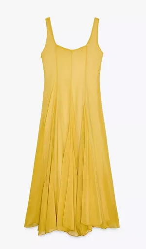 Zara butter mustard Yellow Maxi Dress flowy bohemian midi summer vacation thumbnail 9