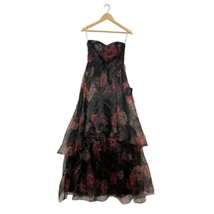 Lulus Truly Extraordinary Dress Women's Small Black Floral Organza Strapless NWT thumbnail 5
