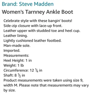 STEVE MADDEN “Tarnney” Distressed Brown Leather Studded Moto Boots Size 7.5M thumbnail 14