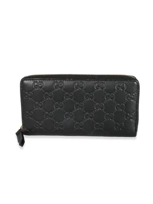 Gucci Black Embossed GG Zip Wallet with Gold Hardware thumbnail 3
