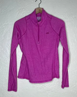 New Balance NB Dry Womens Small Pink Heather Quarter Zip Pullover WFT4316X thumbnail 1