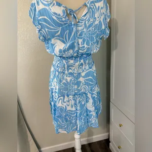 Lily Rose Hi-Neck Smocked Waist Skater‎ Dress, Size Large thumbnail 7