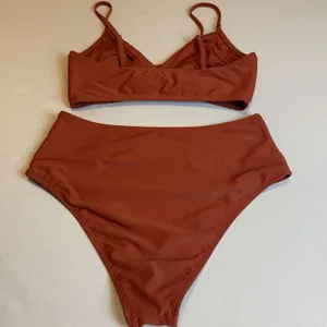 Cupshe Rust Solid Twist Top Spliced High Waist Bikini Set 2 Piece Swimwear Large thumbnail 4