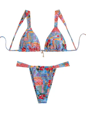 Tropical Floral Bikini Blue thumbnail 6