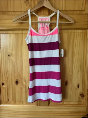 Vintage Y2K Lilu Pink & White Stripe Tank size medium thumbnail 2
