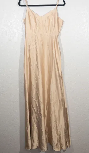 Show Me Your Mumu New Champagne Luxe Satin Faith Maxi Dress Size Large thumbnail 2
