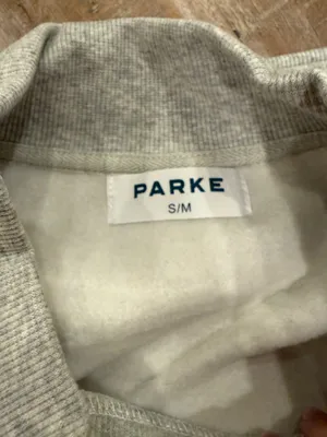 Grey Parke crewneck sweatshirt with navy lettering Size S/M Classic grey + denim thumbnail 6