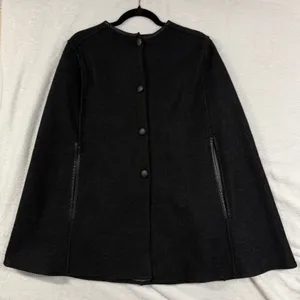 Helene Berman S Black Wool Blend‎ Buttoned Cape Coat Cloak Posh Elegant Winter thumbnail 4