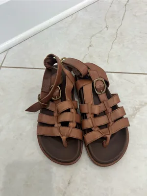 Anthropologie Brown Double Buckle Gladiator Sandals Size 36 EU thumbnail 3
