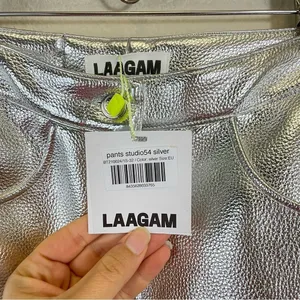 LAAGAM Metallic Wide Leg High‎ Rise Pants NWT Size XXS thumbnail 5