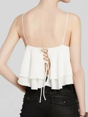 Free People Tropical Wave Tie-Back Layered Ruffle Crop Top | Cream - Small thumbnail 5
