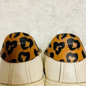 Coach Low Top Leather Sneakers 9B Leopard Print Heel Off-White Luxury C126 thumbnail 7