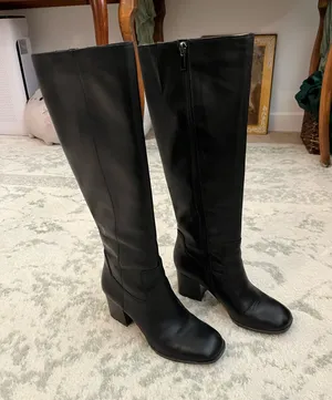 Franco Sarto Black leather Riding Boots Tall Zip Calf thumbnail 4