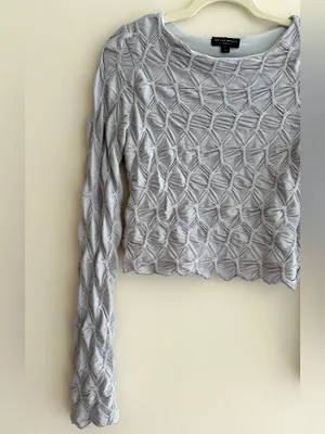 See You Monday Honeycomb Stretch Long Sleeve Top, Light Grey, Size Large thumbnail 2
