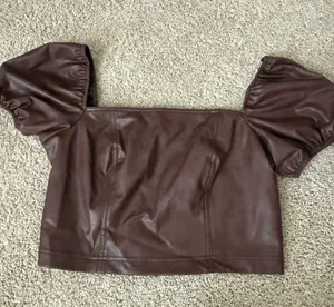 Leather crop top Brown Size M thumbnail 2