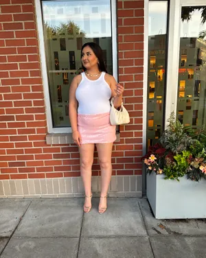 Shop Priceless Pink Sequin Mini Skort – Size L  thumbnail 2