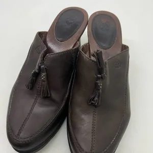 Ariat Women's Brown Leather Clogs Slip On Mules Tassels style #20926 size 7 thumbnail 5