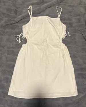 Aerie White Mini Dress Cutout Sides Tie Straps Size Medium thumbnail 1