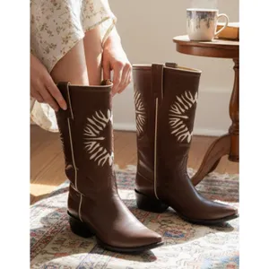 Bye Mexicana Boots Brown 8.5 Women Sun Inlay Western Cowboy Leather Boots 39 thumbnail 3