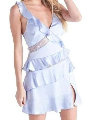 Blue Blush Lace and Ruffle Mini Dress Size Small NWT thumbnail 1