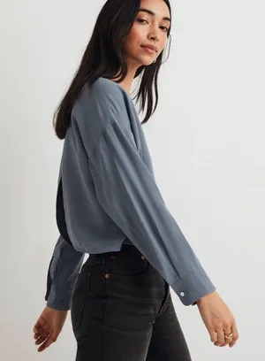 Madewell Relaxed Tulip-Back Top in Sunfaded Indigo Size Large EUC thumbnail 3
