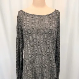 Eileen Fisher Silk Organic Linen Knit Sweater L Black White Textured Boxy Top thumbnail 3