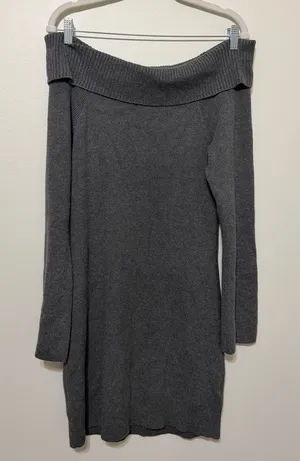 NWT Hollister Sweater Dress Size XL Gray NEW off the shoulder fall winter thumbnail 1