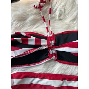 Ingear Medium Red and White Stripe Bandeau Bikini Set thumbnail 7