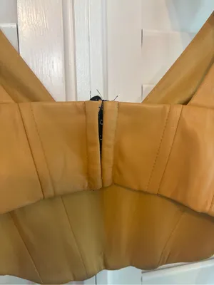 Zara Gold Faux Leather Crop Tank Size Small thumbnail 4