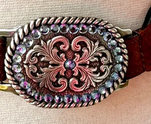 Ariat Women’s Handcrafted Brown Leather Belt Limited Edition Rhinestone Buckle thumbnail 5