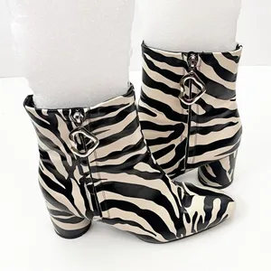 ASOS Designs Faux Leather Zebra Print Side Zip Chunky Heel Chelsea Boots Size 6 thumbnail 11