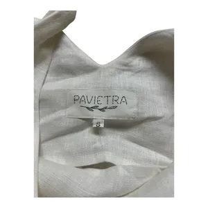 Pavietra off white linen dress twist straps sz Small thumbnail 3