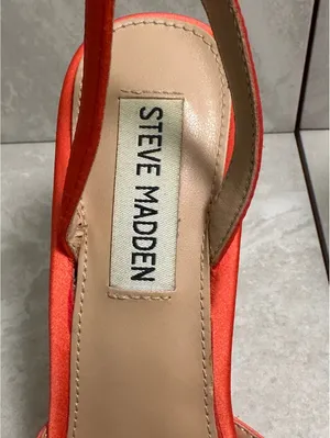 Steve Madden Vionnet orange satin rhinestone slingback stiletto pumps 6M thumbnail 2