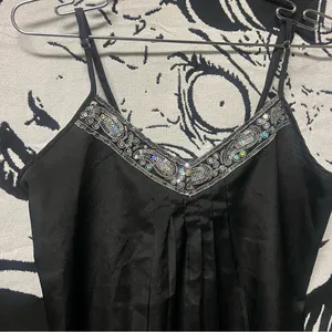 Black Embellished Spaghetti Strap Top Size M thumbnail 2
