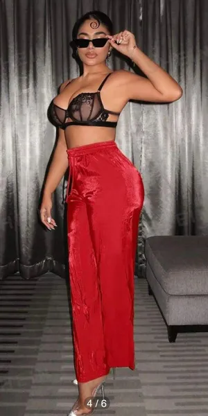 SXY Women's Solid Color Red Drawstring Waist Straight Leg Pants Size XL thumbnail 4