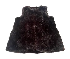 Talbots Womens Brown Diamond Quilted Faux Fur Vest Small‎ CN5086 Sleeveless Glam thumbnail 1