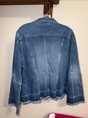 Vintage 90s Denim Jean Jacket Frayed Hem cottagecore thumbnail 5
