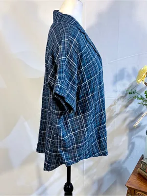 ☀️NWT Madewell Swenson Popover Shirt Morehead Plaid Deep Indigo Sz Large🧡 thumbnail 6