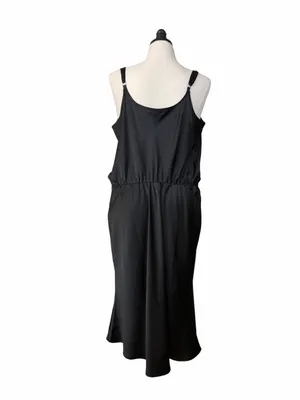 Ava and Viv Midi Dress 1X Satin Cowl Neck Adjustable Strap Black Cocktail Party thumbnail 6