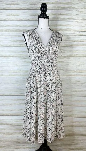 Anthropologie Deletta Cloud Rose Print Ruched Midi Dress thumbnail 1