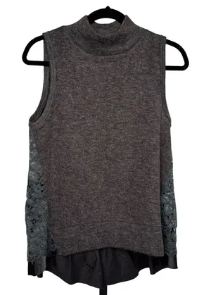 Anthro MOTH Knit Tank Top Sz M Gray Green Whimsygoth Fairy Grunge Cottage Goth‎ thumbnail 1
