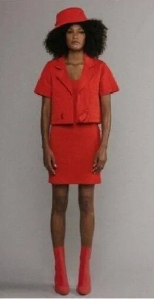 NWT [SET] Honor The Gift Service Mini Dress S Red Ribbed Oversized Monogram thumbnail 1