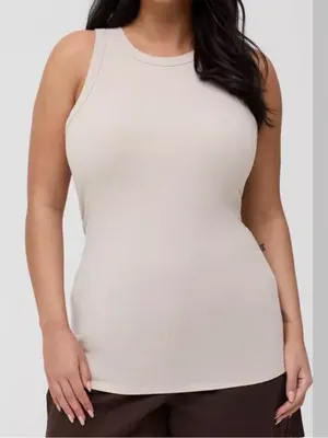 NWT Torrid Super Soft Ribbed High Neck Sleeveless Tank Top Size 2X Cream Gray thumbnail 1