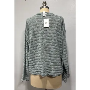 Madewell Crewneck Long-Sleeve Knit Sweater Tee Blue Horizon Stripe Size L Beachy thumbnail 3