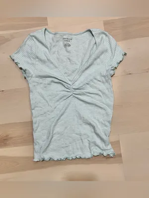 American Eagle Women Medium Cute Cottagecore Boho Retro Y2K Lettuce Trim Top thumbnail 2