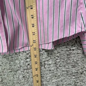 Lands' End Women's M Pink Striped‎ No Iron Button-Up Shirt Officecore Old Money thumbnail 7