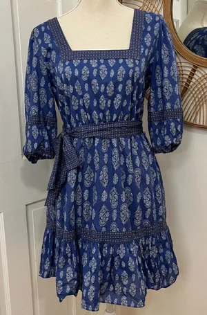 a loves a Sz M Puff Sleeve Mixed Print Cottagecore Boho Prairie‎ Dress Cotton thumbnail 1
